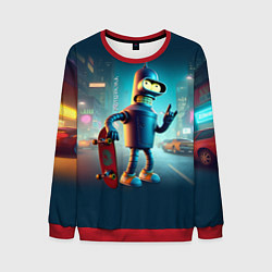 Свитшот мужской Сынишка Бендера крутой скейтбордист, цвет: 3D-красный