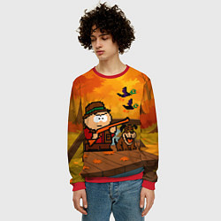 Свитшот мужской Эрик Картман в игре Duck Hunt стреляет в уток, цвет: 3D-красный — фото 2