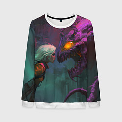 Мужской свитшот Цири и чудовище смотрят друг на друга