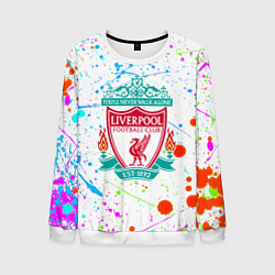 Свитшот мужской Ливерпуль неоновые брызги красок, цвет: 3D-белый