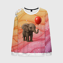 Свитшот мужской Слоненок с красным воздушным шариком, цвет: 3D-белый