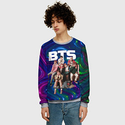 Свитшот мужской BTS фотосессия на диване, цвет: 3D-меланж — фото 2