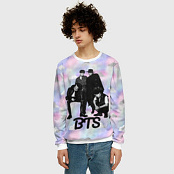 Свитшот мужской BTS черно-белый стиль, цвет: 3D-белый — фото 2