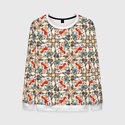 Свитшот мужской Орнамент с лошадью - символом Нового 2026 года, цвет: 3D-белый