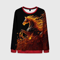 Свитшот мужской Оранжево желтая лошадь созданная из янтаря, цвет: 3D-красный