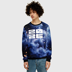 Свитшот мужской 2026 синяя дымка с искрами, цвет: 3D-черный — фото 2
