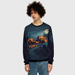Свитшот мужской Призраки в горящей конной повозке, цвет: 3D-черный — фото 2