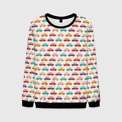 Свитшот мужской Цветные машинки паттерн, цвет: 3D-черный