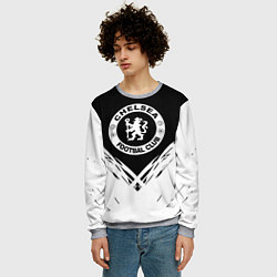Свитшот мужской Челси белые краски, цвет: 3D-меланж — фото 2
