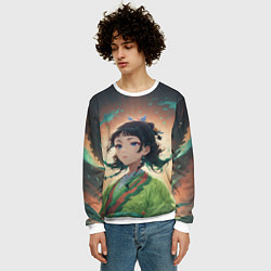 Свитшот мужской Маомао на фоне облаков, цвет: 3D-белый — фото 2