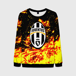Свитшот мужской Ювентус огненные краски текстура, цвет: 3D-черный