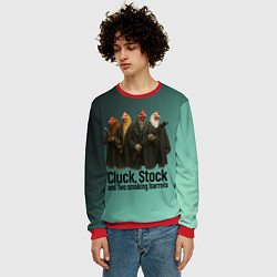 Свитшот мужской Петухи - карты деньги два ствола, цвет: 3D-красный — фото 2