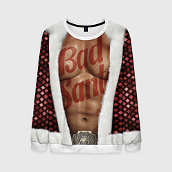 Свитшот мужской Костюм деда мороза с накаченным прессом, цвет: 3D-белый