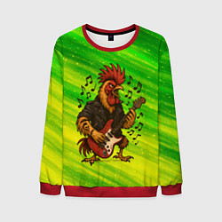 Свитшот мужской Петух гитарист, цвет: 3D-красный