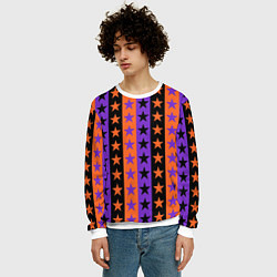 Свитшот мужской Звёзды Хэллоуина паттерн полосатый, цвет: 3D-белый — фото 2