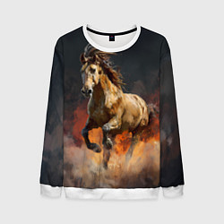 Свитшот мужской Лошадь нарисованная красками, цвет: 3D-белый