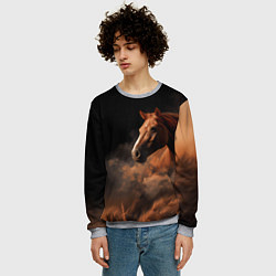 Свитшот мужской Лошадь из землянной бури, цвет: 3D-меланж — фото 2