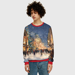 Свитшот мужской Новый год в Москве новогодняя елка, цвет: 3D-красный — фото 2