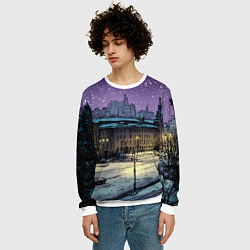 Свитшот мужской Ночь в новогодней Москве, цвет: 3D-белый — фото 2