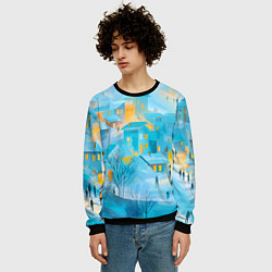 Свитшот мужской Новогодние Московские домики, цвет: 3D-черный — фото 2