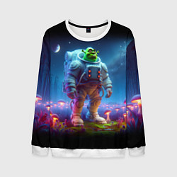 Свитшот мужской Шрек бравый космонавт - неоновое свечение, цвет: 3D-белый
