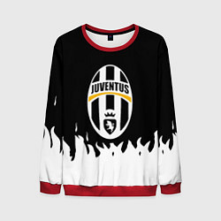 Свитшот мужской Ювентус белый огонь текстура, цвет: 3D-красный