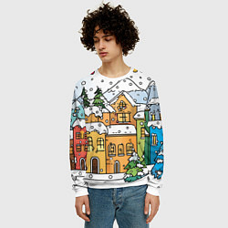 Свитшот мужской Новогодний снегопад, цвет: 3D-белый — фото 2