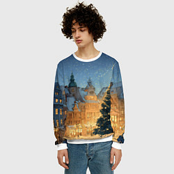 Свитшот мужской Новый год в старом городе, цвет: 3D-белый — фото 2