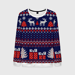 Мужской свитшот Новогодний вязаный паттерн