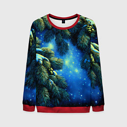 Свитшот мужской Новогодние ветки елки, цвет: 3D-красный