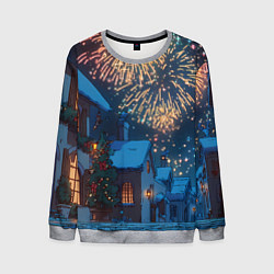 Свитшот мужской Праздничный новогодний салют, цвет: 3D-меланж