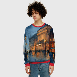 Свитшот мужской Вечер зимнего Питера, цвет: 3D-красный — фото 2