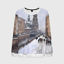 Свитшот мужской Санкт-Петербург зима, цвет: 3D-белый