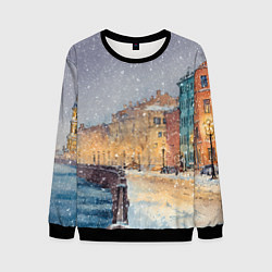 Свитшот мужской Санкт-Петербург - снегопад, цвет: 3D-черный