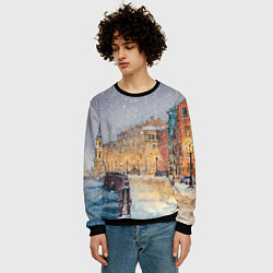 Свитшот мужской Санкт-Петербург - снегопад, цвет: 3D-черный — фото 2