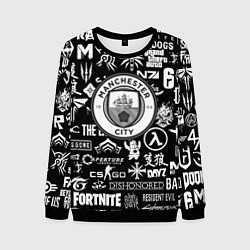 Свитшот мужской Манчестер сити логотипы игр, цвет: 3D-черный