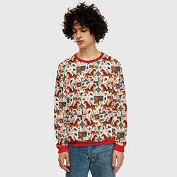 Свитшот мужской Винтажные коты всадники на лошади, цвет: 3D-красный — фото 2