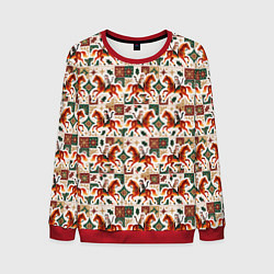 Свитшот мужской Винтажные коты всадники на лошади, цвет: 3D-красный