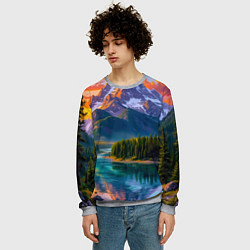 Свитшот мужской Закатная симфония гор, цвет: 3D-меланж — фото 2