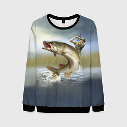 Свитшот мужской Дерзская щука, цвет: 3D-черный