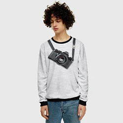 Свитшот мужской Фотоаппарат на груди, цвет: 3D-черный — фото 2