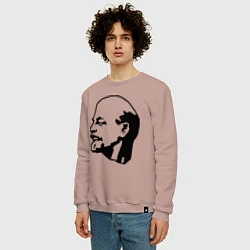 Свитшот хлопковый мужской Ленин: скульптура, цвет: пыльно-розовый — фото 2