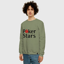 Свитшот хлопковый мужской Poker Stars, цвет: авокадо — фото 2