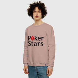 Свитшот хлопковый мужской Poker Stars, цвет: пыльно-розовый — фото 2