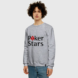 Свитшот хлопковый мужской Poker Stars цвета меланж — фото 2