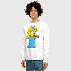 Свитшот хлопковый мужской Maggie Simpson, цвет: белый — фото 2