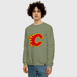 Свитшот хлопковый мужской Calgary Flames, цвет: авокадо — фото 2