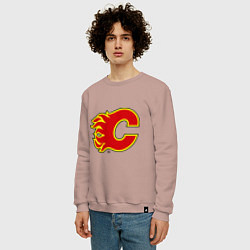 Свитшот хлопковый мужской Calgary Flames, цвет: пыльно-розовый — фото 2