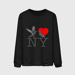 Свитшот хлопковый мужской Birds: Love NY, цвет: черный