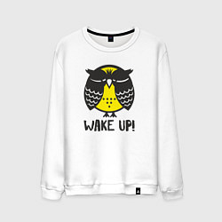 Свитшот хлопковый мужской Owl: Wake up!, цвет: белый